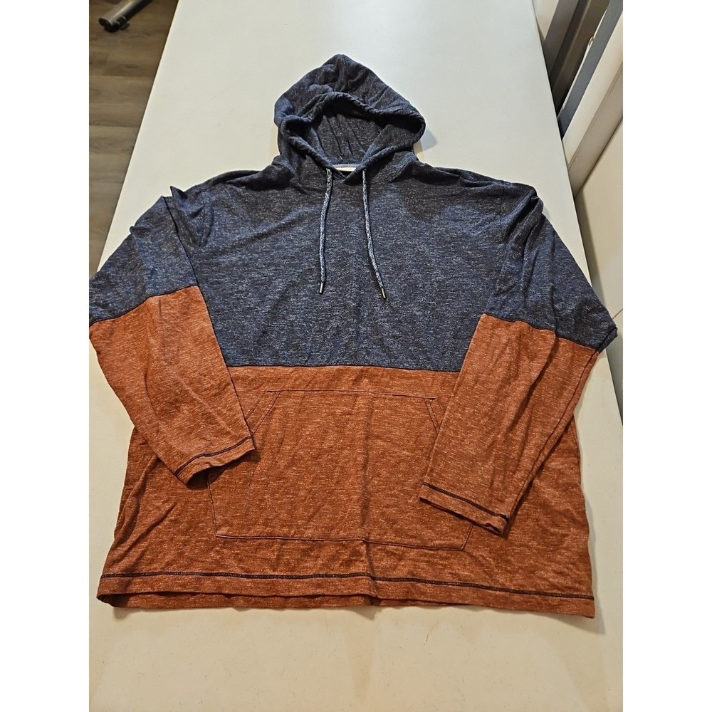 Rowm Men's Thin Long-Sleeve Hooded Shirt  Large Blue/ Rust (A1055)‎